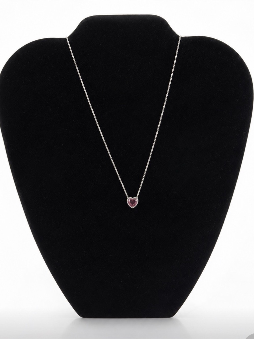Jared 10k White Gold Ruby Heart Pendant Necklace 17” Fine Jewelry 1.26g
